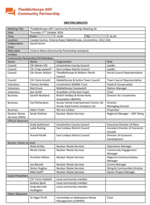 Image of the first page of the CP meeting minutes for October 2024